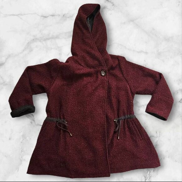 Free People Red Satellite Image Tweed Swing Oversized Jacket Coat XS Rare - Picture 2 of 7